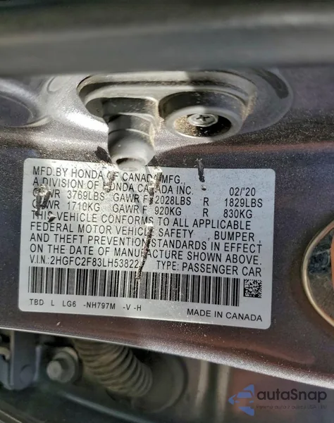 2020 Honda Civic Sport from USA, damaged, VIN 2HGFC2F83LH538221